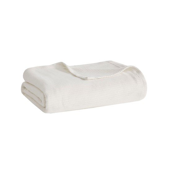 100% Cotton Freshspun Basketweave Blanket w/ 1" Self Hem,BL51N-0845