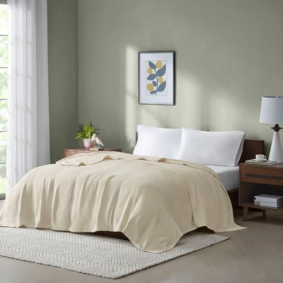 100% Cotton Freshspun Basketweave Blanket w/ 1" Self Hem,BL51N-0845