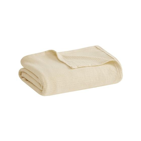 100% Cotton Freshspun Basketweave Blanket w/ 1" Self Hem,BL51N-0845