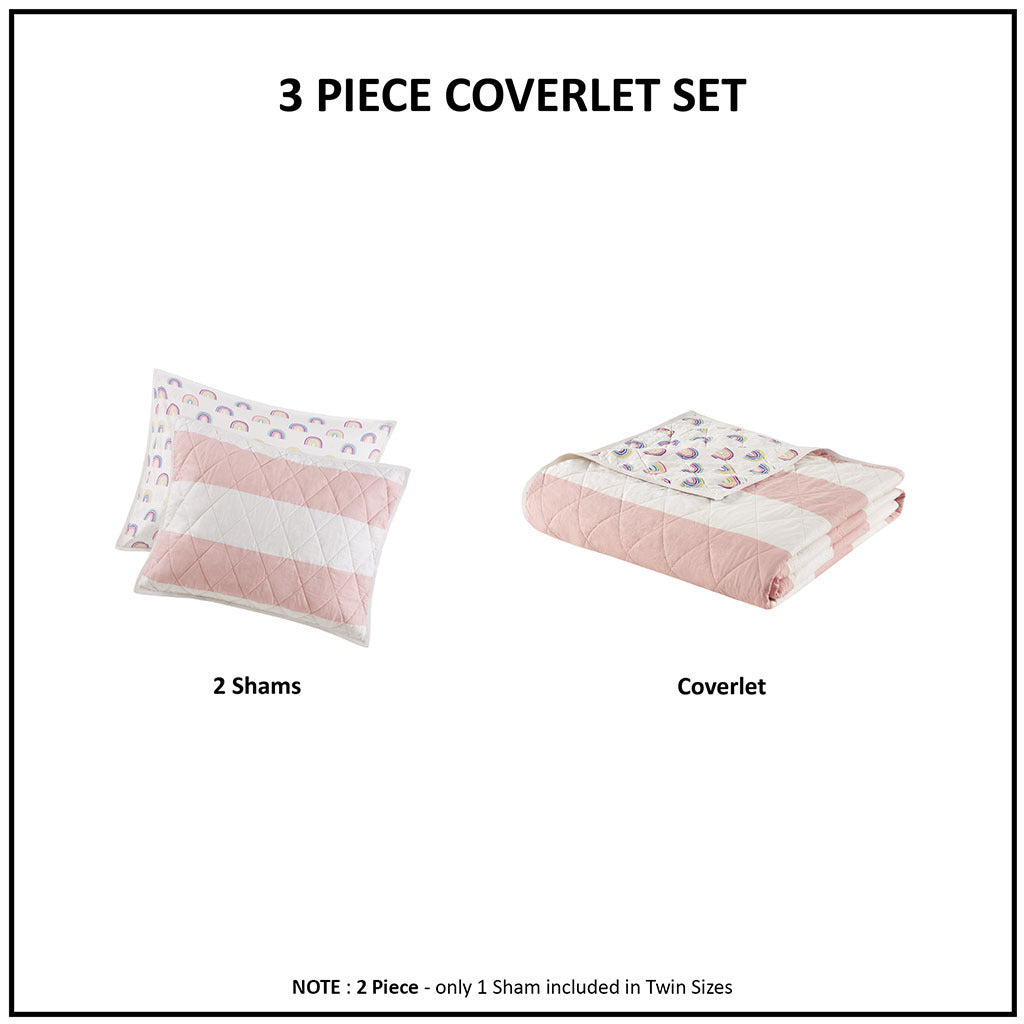 Sammie Cotton Cabana Stripe Reversible Quilt Set with Rainbow Reverse