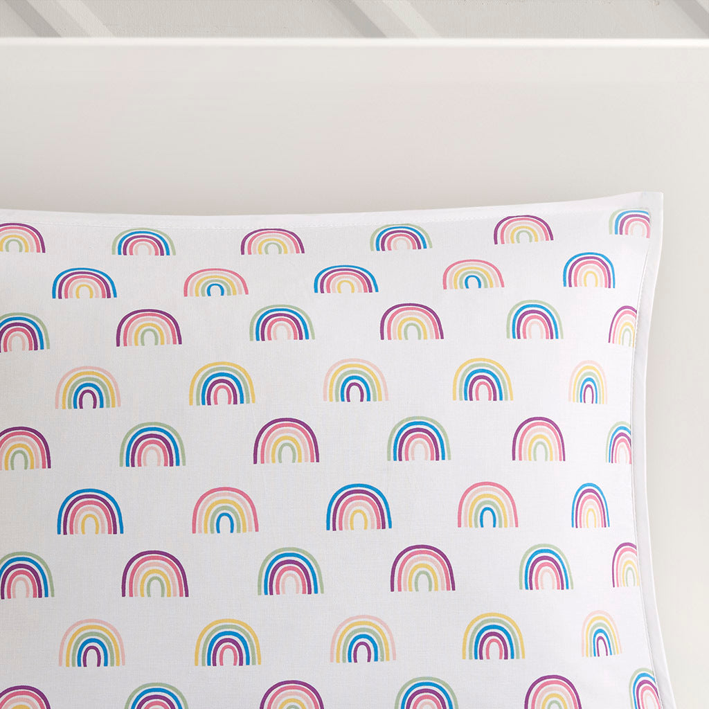Sammie Cotton Cabana Stripe Reversible Quilt Set with Rainbow Reverse