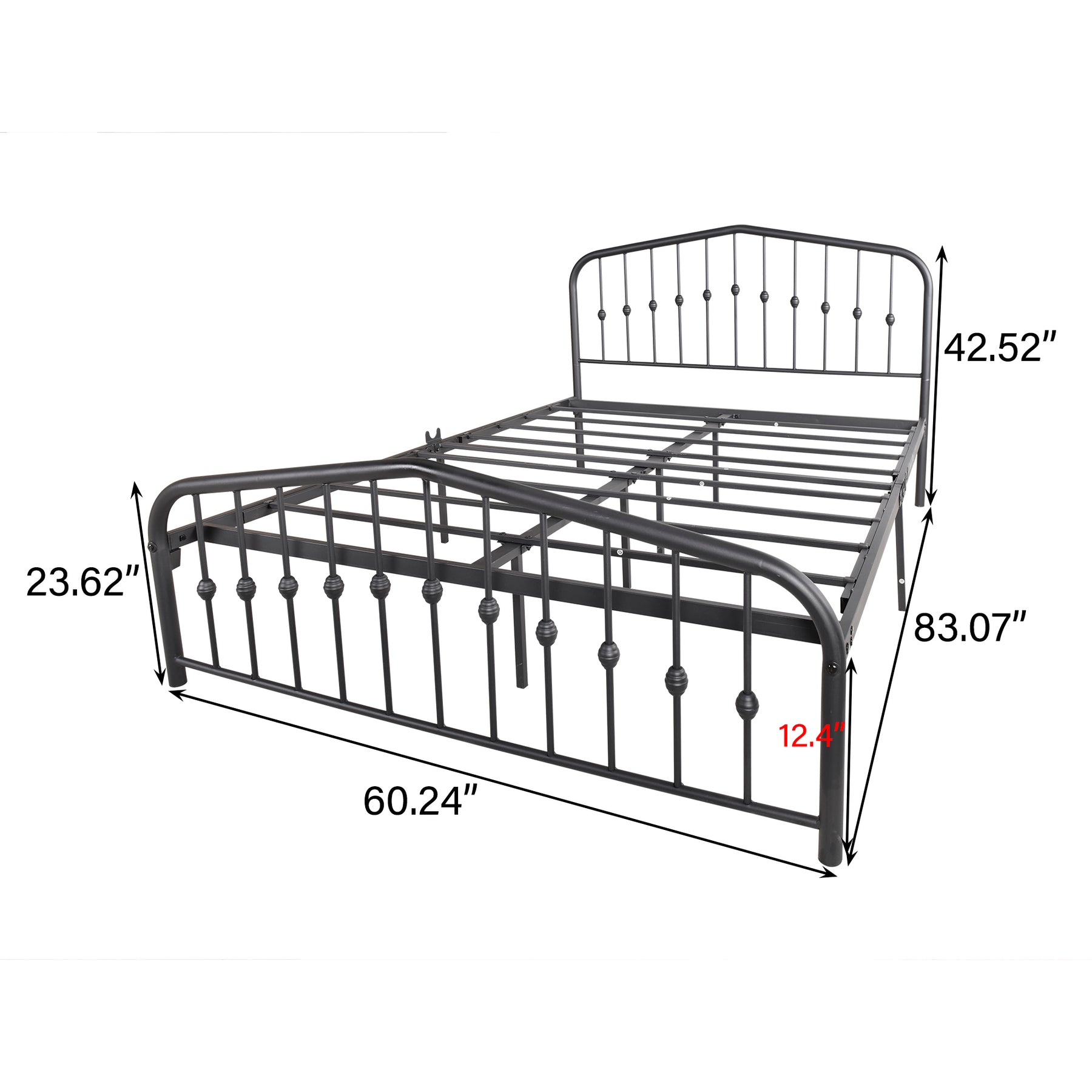 Metal Platform Bed Frame with Headboard and Footboard, No Box Spring Needed, Heavy Duty Steel Slats,Queen Black