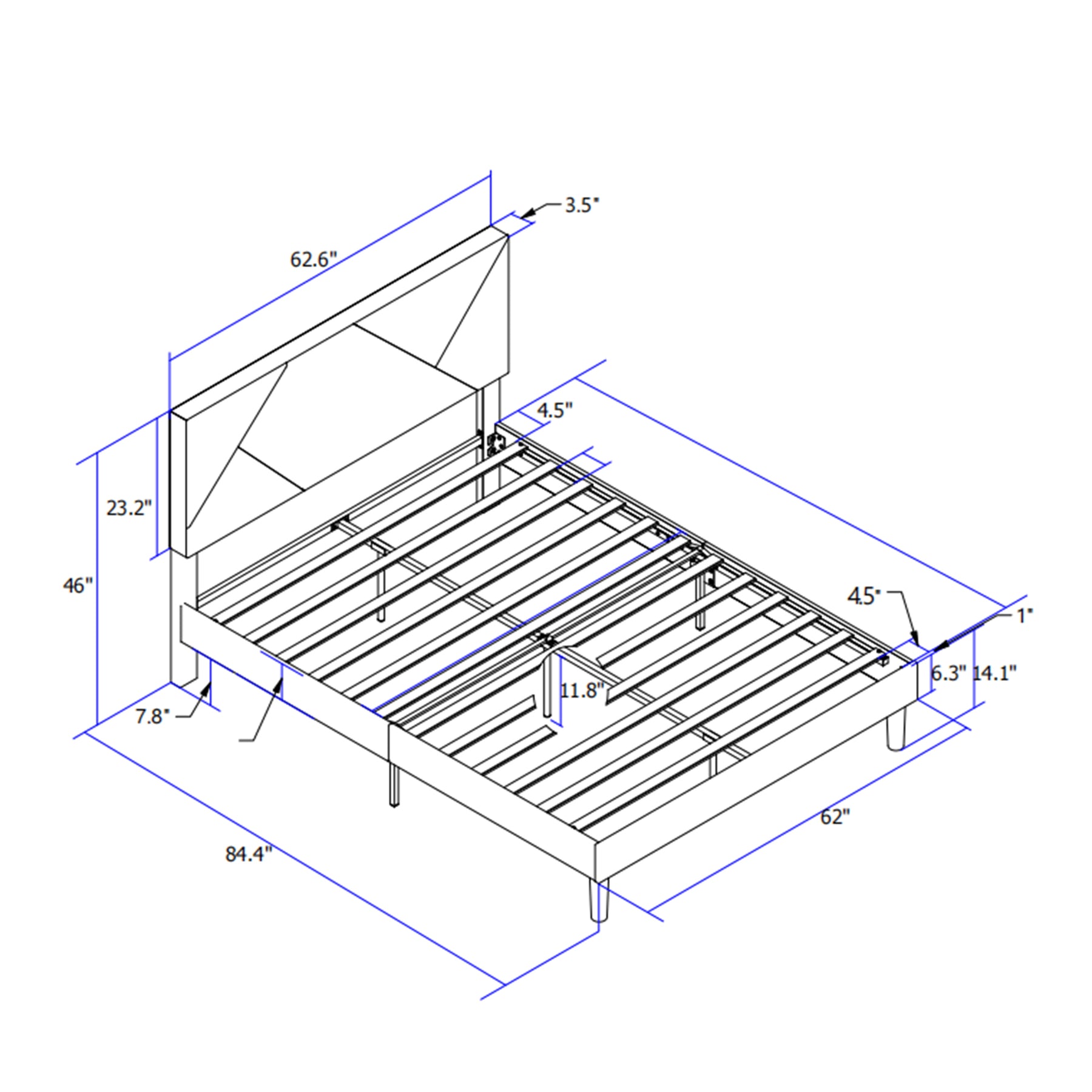 Queen Size Upholstered Platform Bed Frame with Headboard, Strong Wood Slat Support, Mattress Foundation, No Box Spring Needed, Easy Assembly, Gray