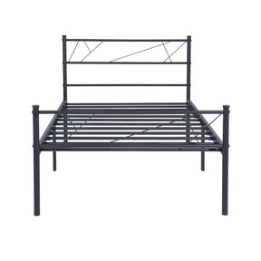 LT twin size single metal bed frame in black color for adult and children used in bedroom or dormitory with large storage space under the bed