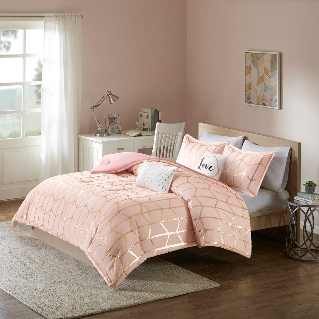 Raina Metallic Printed Comforter Set