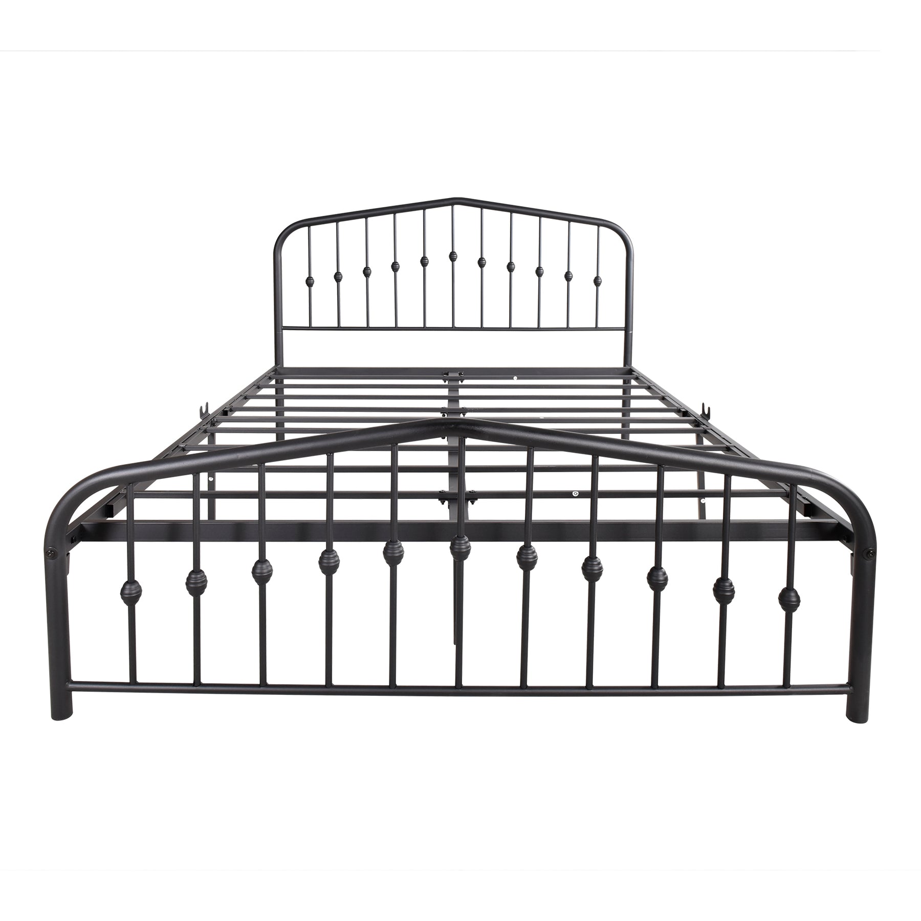 Metal Platform Bed Frame with Headboard and Footboard,   No Box Spring Needed, Heavy Duty Steel Slats，Queen Black