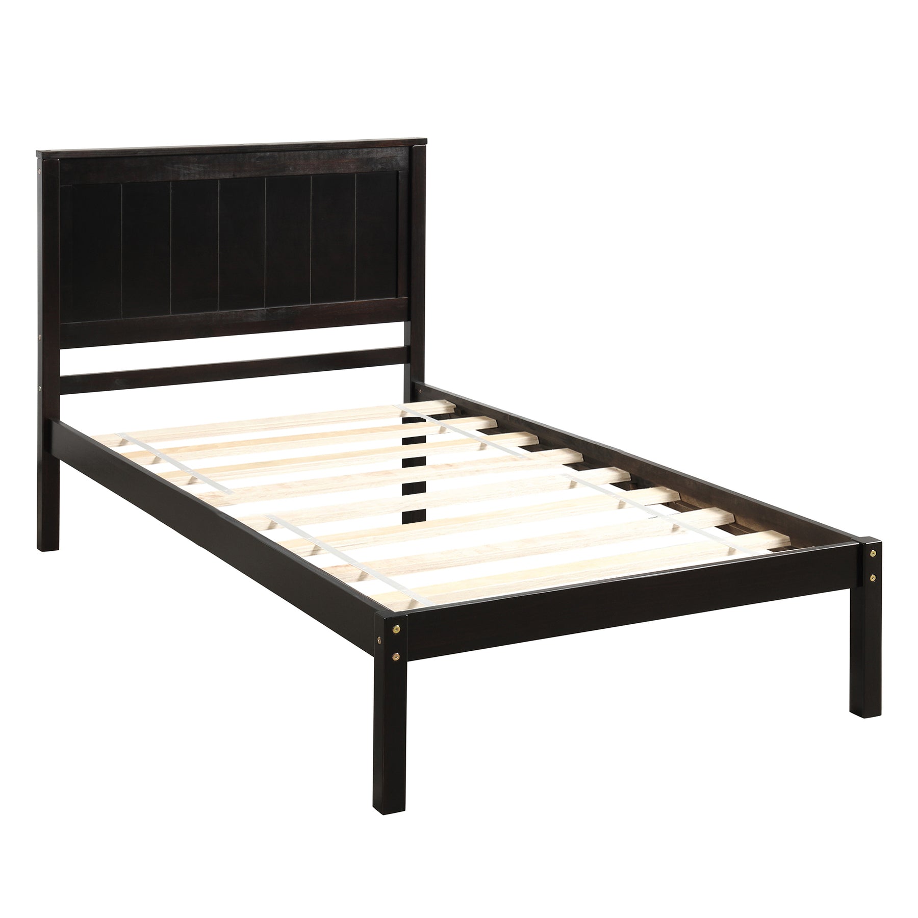 Platform Bed Frame with Headboard , Wood Slat Support , No Box Spring Needed ,Twin,Espresso(OLD SKU:WF191418AAP)